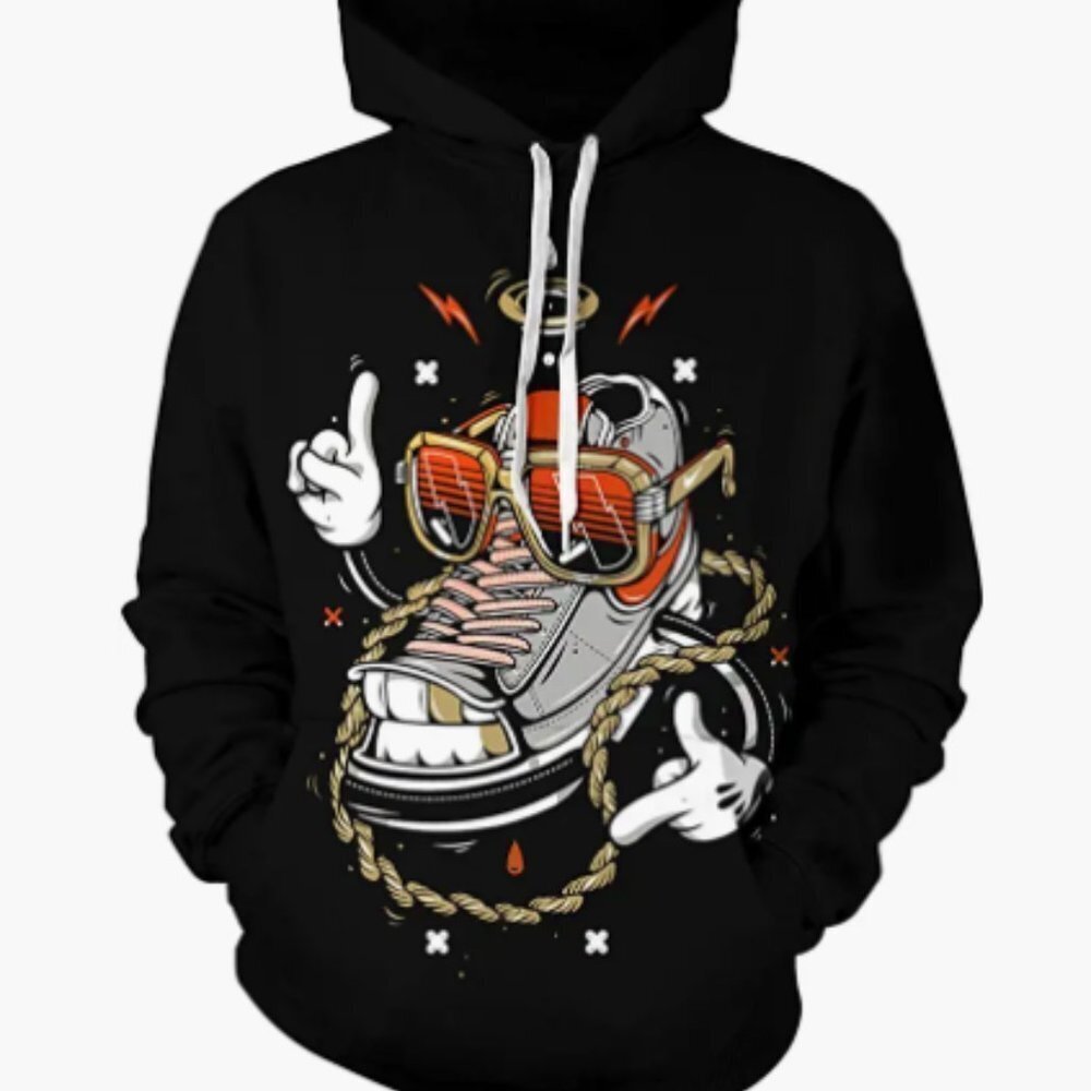 Mens Fashion Street Graffiti Sweater Hoodie, 3D Printed Hoodie